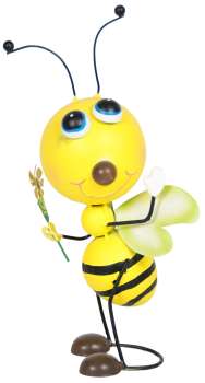 Preview: Süße Biene Sumsi grün mit Blume ca. 35 cm - Dekofigur